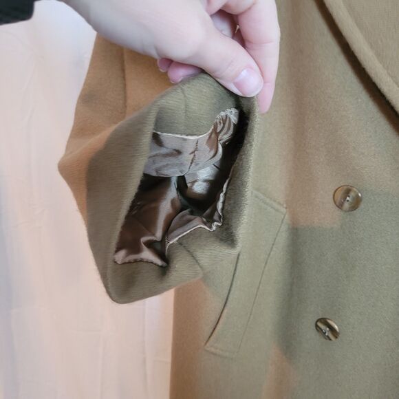 Stephanie Mathews VTG Long Wool Pea Coat Camel Brown Professional Women's Sz 10 - Picture 8 of 14